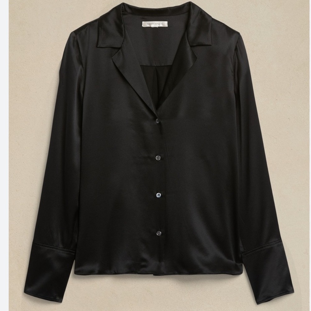 Banana Republic Black Silk Everyday Blouse